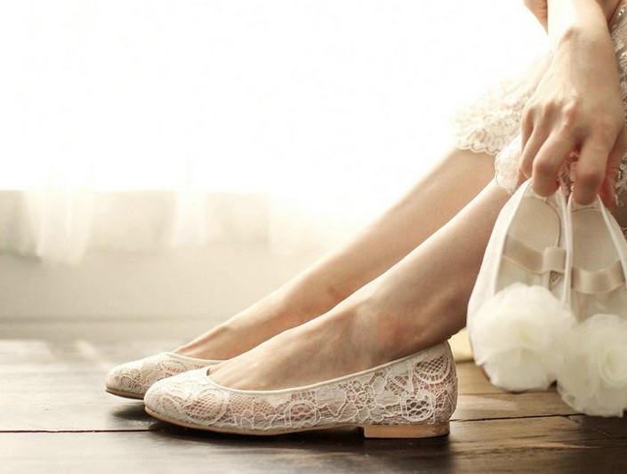 Sweet Princess Lace Pointed Toes Wedding Bridal Shoes With Handmade Flower, SY0138
