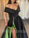 Elegant Off shoulder V-neck Side slit A-line Prom Dresses,PDS0564