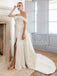 Elegant Off shoulder Side slit Lace applique Wedding Dresses, WDY0265