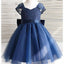 Navy Blue Cap Sleeves Lace Flower Girl Dresses,Cheap Toddler Flower Girl Dresses,FGY0193