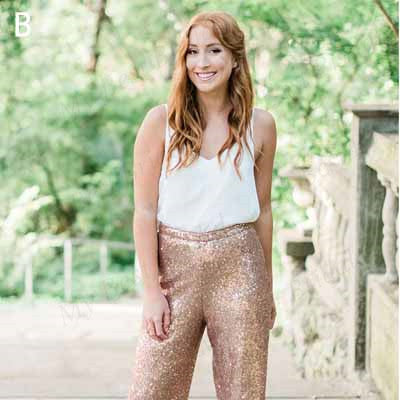 Two Piece Rose Gold Sequin Bridesmaid Jumpsuit,Cheap Bridesmaid Dresses,WGY0382