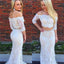 Two Piece Off-the-Shoulder Lace Prom Dress With Beading ,Cheap Evening Party Dress,PDY0274