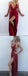 A-Line V-Neck Criss-Cross Back Blush Prom Dress With Split,Evening Party Dresses,PDY0261