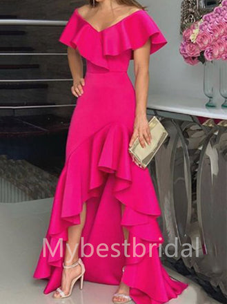 Elegant V-neck High low Mermaid Prom Dresses , PDS0402