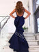 Elegant V-neck Sleeveless Mermaid Prom Dresses,PDS0917