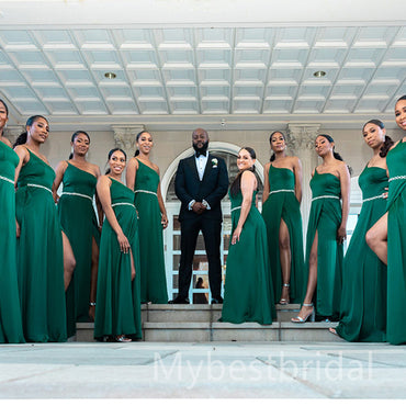 One-shoulder Side silt A-line Elegant Simple Long Bridesmaid Dresses,BDS0195