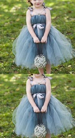 Dusty Blue Pix Tutu Dresses, Tulle Flower Girl Dresses, Cheap Little Girl Dresses for Wedding, FGY0116