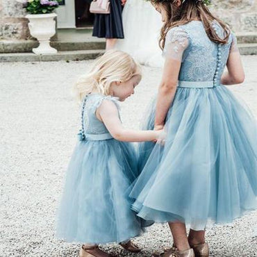 Sky_Blue Organza Lace Flower Girl Dresses,Cheap Toddler Flower Girl Dresses,FGY0195