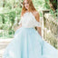 Two Piece Blue Chiffon Bridesmaid Dresses,Cheap Bridesmaid Dresses,WGY0383
