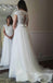 Open Back Cap Sleeve A-line Tulle Cheap Wedding Dresses Online, WDY0222