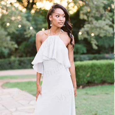 Sheath Straps White Chiifon Bridesmaid Dresses,Cheap Bridesmaid Dresses,WGY0384