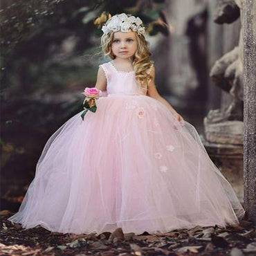 Pink Halter Tulle Flower Girl Dresses With Handmade Flower,Cheap Toddler Flower Girl Dresses,FGY0196