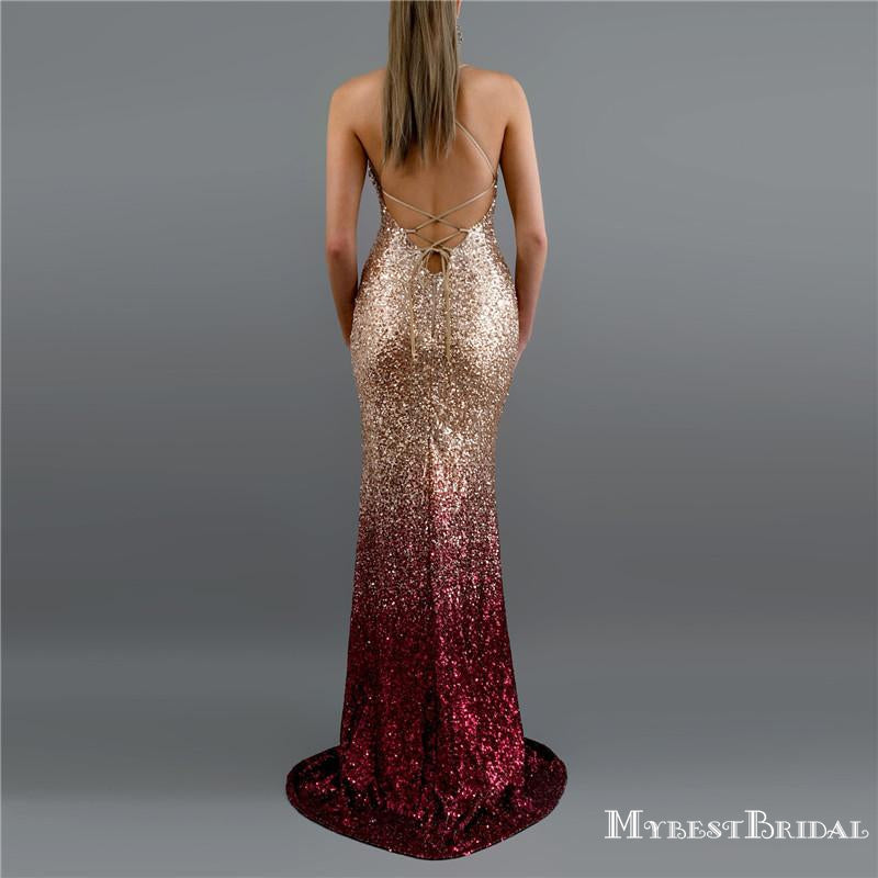 New Arrival Sparkly Sequin Orbem Charming Mermaid Long Cheap Formal Evening Prom Dresses, TYP0137