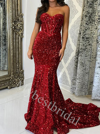 Sexy Sweetheart Sleeveless Mermaid Prom Dresses,PDS0978