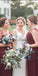 A-line Straps Burgundy Tulle Bridesmaid Dresses,Cheap Bridesmaid Dresses,WGY0386