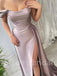 Elegant One shoulder Sleeveless Side slit Sheath Prom Dresses,PDS0568