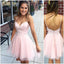 Simple Spaghetti Straps Pink Cute Homecoming Dresses 2018, BDY0253