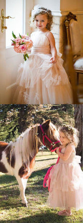 Ivory Halter Tulle Flower Girl Dresses With Belt,Cheap Toddler Flower Girl Dresses,FGY0199