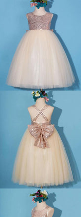 Shinny Gold Sequin Flower Girl Dresses With Bowknot ,Cheap Toddler Flower Girl Dresses,FGY0200