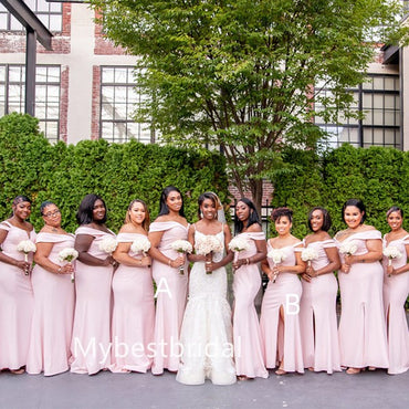 Mismatched Off-shoulder Mermaid Elegant Simple Long Bridesmaid Dressess, BDS0269