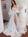 Elegant Sweetheart Side Slit Lace With Long Sleeve Wedding Dresses, WDY0266
