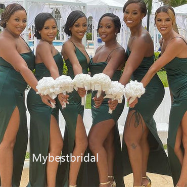 Mismatched Sweetheart Spaghetti straps Side slit Mermaid Elegant Simple Pretty Long Bridesmaid Dresses, BDS0253