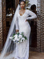 New Arrival Mermaid Long Sleeve V-neck Cheap Long Wedding Dresses, WDS0066