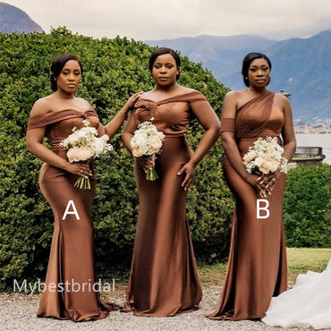 Mismatched Off shoulder Sleeveless Elegant Simple Long Mermaid Dressess, BDS0283