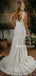 Charming V-neck Mermaid Lace V-back Long Wedding Dresses With Train, WDS0091