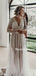 Sparkly V-neck Long Sleeve A-line Open Back Wedding Dresses, TYP0014