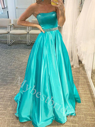 Elegant Strapless Sleeveless A-line Prom Dresses,PDS0942