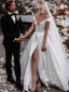 Newest Off-shoulder A-line Side Slit Simple Wedding Dresses. WDS0098