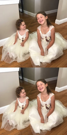 Ivory Tulle Flower Belt Flower Girl Dresses, Popular Little Girl Dresses, FGY0138