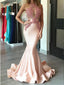 Mermaid Pink Applique Evening DressesWith Ruffles ,Cheap Prom Dresses,PDY0575