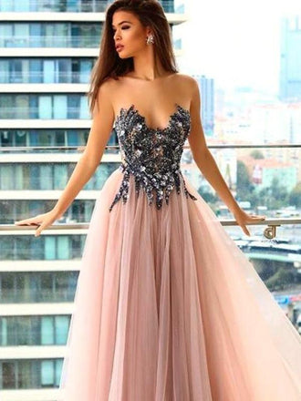 Sweetheart A-line Bead Pink Tulle  Evening Dresses ,Cheap Prom Dresses,PDY0601