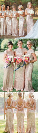 Most popular mermaid short sleeve charming sequin long Bridesmaid Dresses, WGY0101