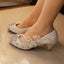 Handmade Middle Heels Pointed Toe Lace Crystal Wedding Bridal Shoes, SY0113