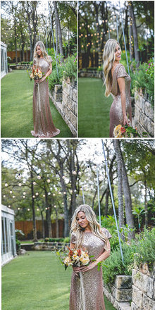 Sheath Cap Sleeves High Neck Blush Sequin Bridesmaid Dress,Cheap Bridesmaid Dresses,WGY0206