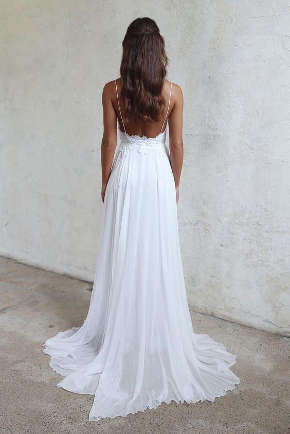 Sexy Backless Unique Casual Cheap Beach Wedding Dresses, WDY0180