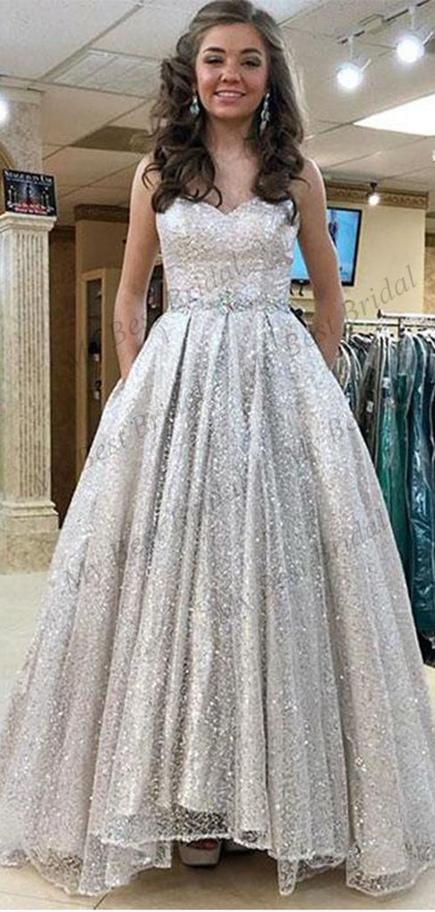 A-line Gray Sweetheart Beading Prom Dresses,Cheap Prom Dresses,PDY0644