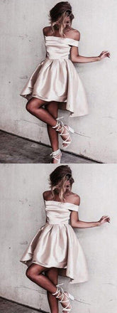 Off-The-Shoulder A-line Satin Short Homecoming Dresses ,BDY0277