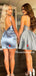 Spaghetti Strap A-line Mermaid Short Homecoming Dresses, HDS0050