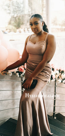 Spaghetti Strap Mermaid Floor-length Long Bridesmaid Dresses, BDS0154