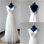 Elegant White Satin Cap Sleeve Rhinestone Wedding Dresses, Sexy V-back Bridal Gown, WDY0137