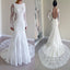Gorgeous Round Neck Long Sleeve Sexy Mermaid Backless Lace Wedding Party Dresses, WDY0148