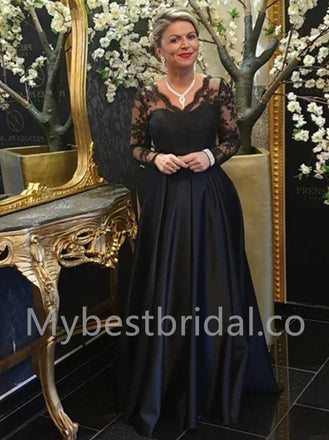 Elegant V-neck Long sleeves A-line Prom Dresses, PDS0539