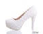 Pearls Lace Pointed Toe White High Heels Wedding Bridal Shoes, SY0124