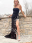 Elegant Strapless Sleeveless Side slit Sheath Long Prom Dress,PDS1075