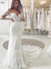 Sexy V-neck Long sleeves Mermaid Lace applique Wedding Dresses, WDY0291