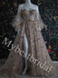 Elegant Off shoulder Sweetheart Side slit A-line Long Prom Dress,PDS1064